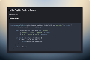 PayKit Code embedding in Blog Post