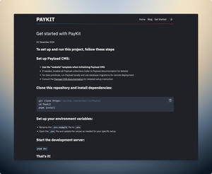 Screenshot of the GetStarted Page in PayKit